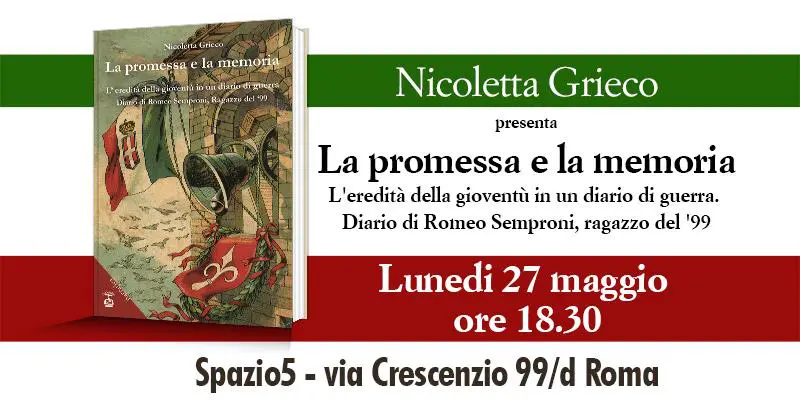 Lunedí ci sarà, a Roma, la presentazione del libro “La promessa e la memoria” di Nicoletta Grieco