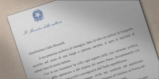 Il Ministro della Cultura Franceschini omaggia Carlo Riccardi