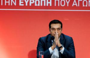 SYRIZA party leader Alexis Tsipras speaks during a press conference at the 79th Thessaloniki International Fair