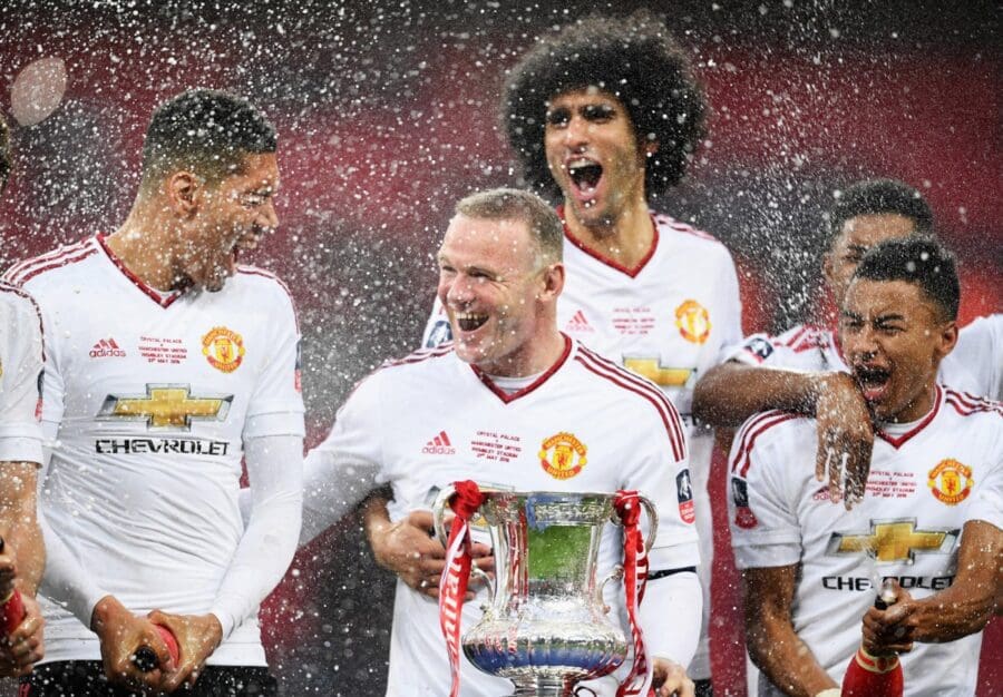 Wayne Rooney of Manchester United celebrates their victory over Crystal Palace at The Emirates FA