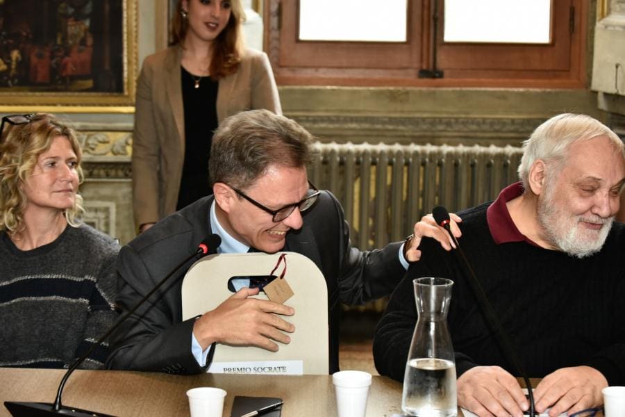 Premio Socrate A Luciano Floridi E Don Aldo Buonaiuto, Foto Di Ivan Selloni. Da Sinistra, Carlotta Ventura Con Luciano Floridi E Cesare Lanza