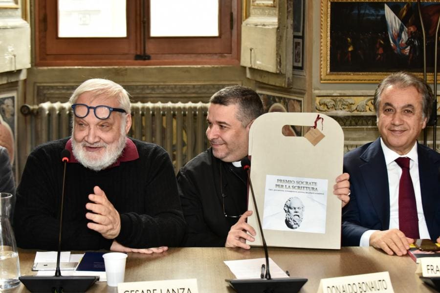 Premio Socrate A Luciano Floridi E Don Aldo Buonaiuto, Foto Di Ivan Selloni. Da Sinistra, Cesare Lanza Con Don Aldo Bonaiuto E Franco Romeo