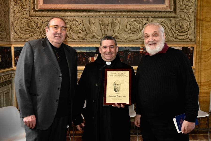 Premio Socrate A Luciano Floridi E Don Aldo Buonaiuto, Foto Di Ivan Selloni. Da Sinistra, Tony Eustor Con Don Aldo Bonaiuto E Cesare Lanza